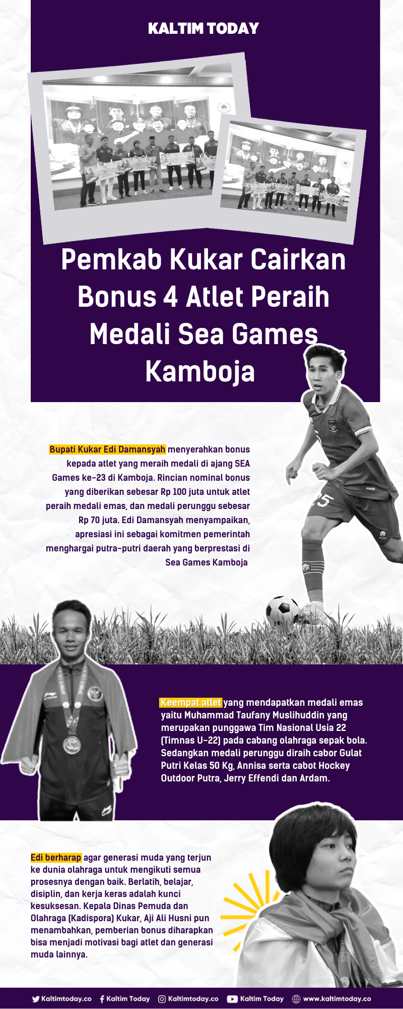 Infografik Tak Sampai Sepekan, Pemkab Kukar Cairkan Bonus 4 Atlet Peraih Medali Sea Games Kamboja